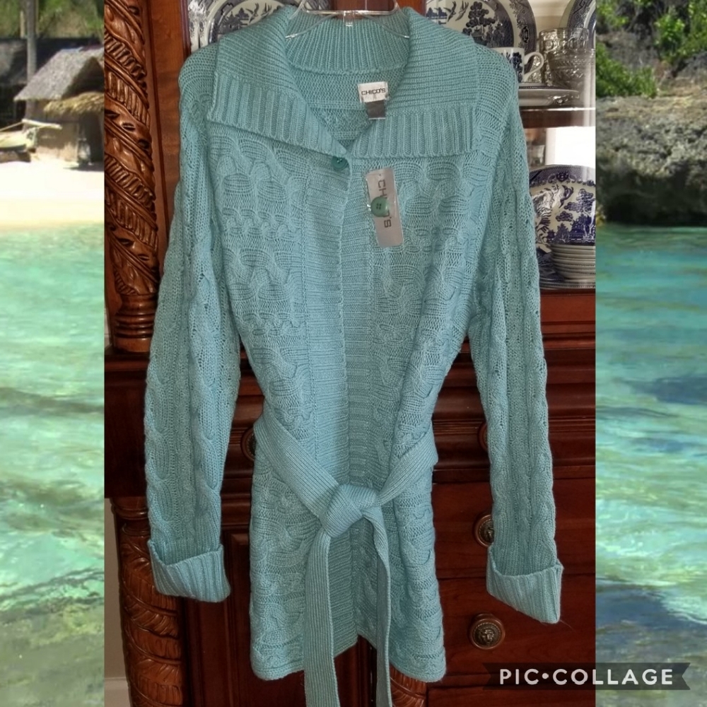 Chico's Tie Waist Cardigan Sweater